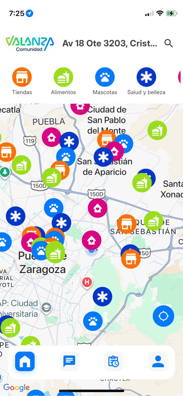 Pantalla principal Valanza Comunidad